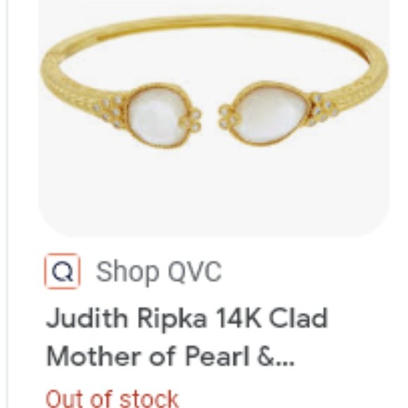 Judith Ripka  14K Clad Mother of Pearl & Diamonique Cuff Bracelet - Picture 2 of 6